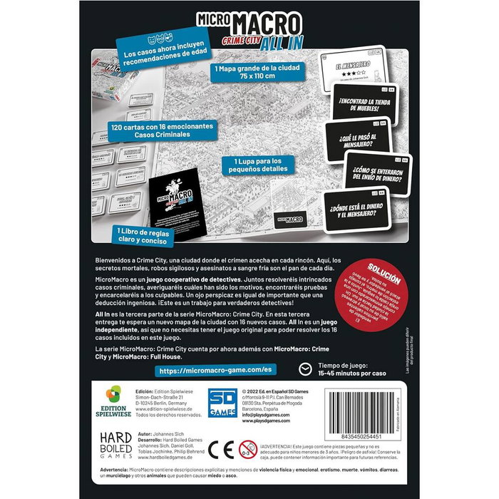 SD GAMES Juego Micro Macro All In español – Juego de mesa detective