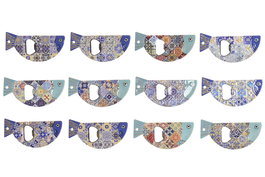 DKD Home Decor Imanes decorativos Mediterráneo Pez, Azul y Blanco, 72 Unidades, 1 x 5 x 11 cm