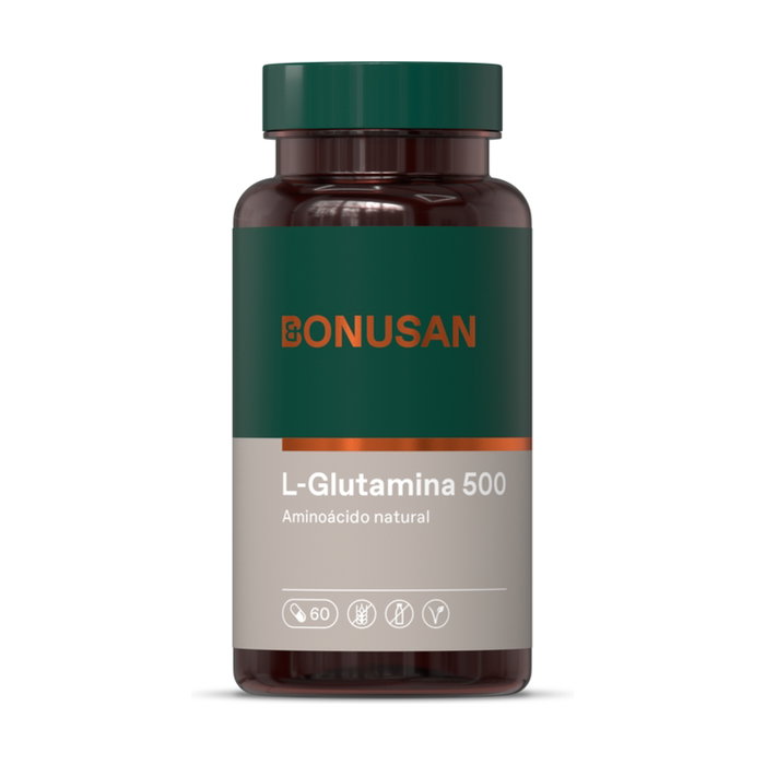 Bonusan L-Glutamina 500 mg - 60 Cápsulas - Complemento Alimenticio para el Rendimiento y Apoyo Mental Bonusan L-Glutamina 500 mg - 60 Cápsulas - Complemento Alimenticio para el Rendimiento y Apoyo Mental
