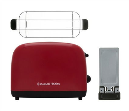 Russell Hobbs 26554-56 Tostador Colours Plus Rojo con Calientapanecillos y Tueste Rápido