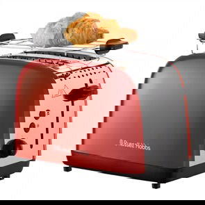 Russell Hobbs 26554-56 Tostador Colours Plus Rojo con Calientapanecillos y Tueste Rápido