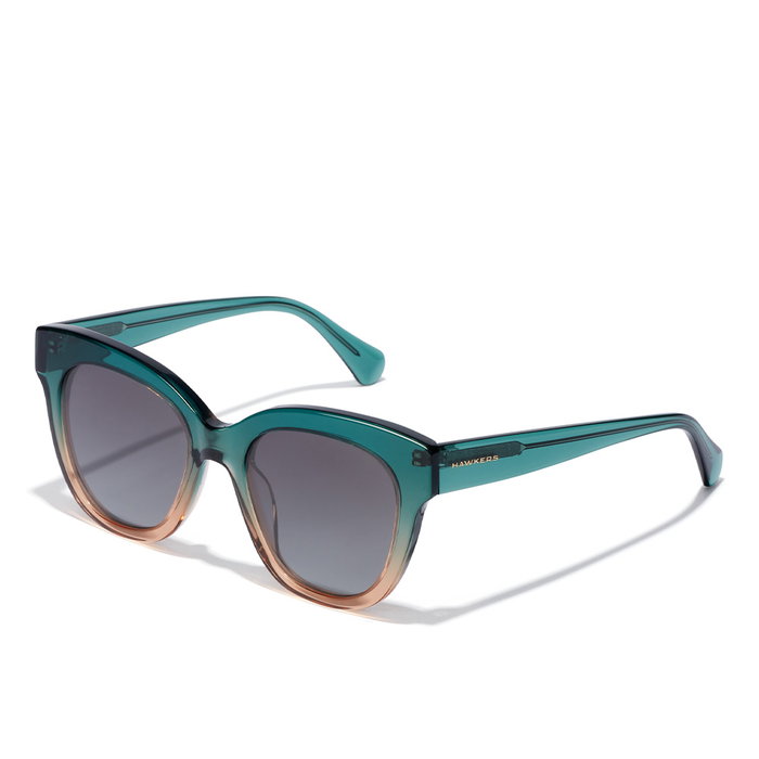 Hawkers Gafas de Sol Audrey 140mm para Mujer - Color Verde, Forma Mariposa, Cristal Gris, Montura TR90