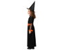Disfraz Infantil Traje Largo de Bruja Negro con Detalles Naranja y Sombrero para Niña 7-9 Años Halloween