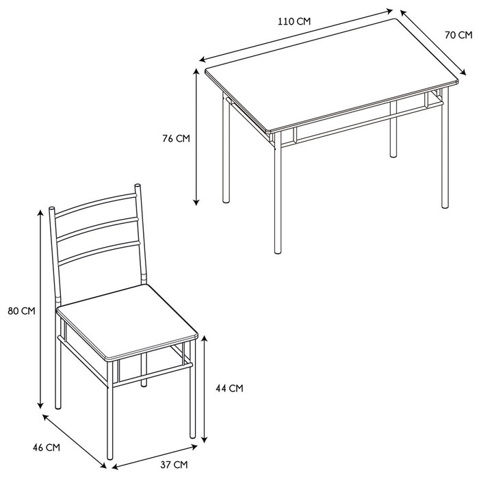Home Deco Factory Conjunto de mesa con 4 sillas Loka Home Deco Factory Conjunto de mesa con 4 sillas Loka
