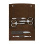Zwilling 97407-007 Set Manicura y Pedicura de 5 Piezas con Tijera de Uñas y Cuero, Acero Inoxidable - Plata/Marrón