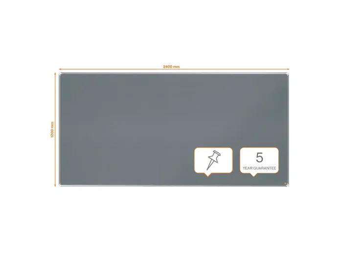 Nobo Tablero de anuncios Premium Ecolabel fieltro gris 2400x1200 mm marco aluminio