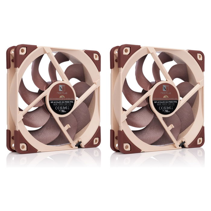 NOCTUA NF-A12x25 G2 PWM Sx2-PP Ventilador de 120mm PWM para PC, 2 Unidades, Beige