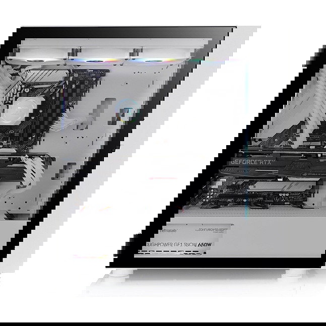 Thermaltake H570 TG ARGB Midi Tower PC Blanco Snow White con Panel de Vidrio Templado y Iluminación Multi