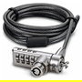 DICOTA Security Cable T-Lock D30887, Cerradura con Combinación, Cable Acero de 2 m, Negro y Acero Inoxidable