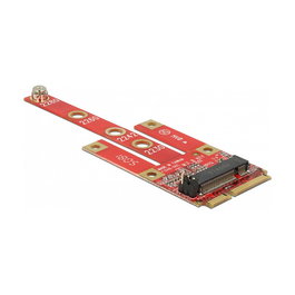 DeLOCK 63384 - Adaptador Konverter Mini PCIe a M.2 Key B Slot + Ranura para Tarjeta Micro SIM - Rojo