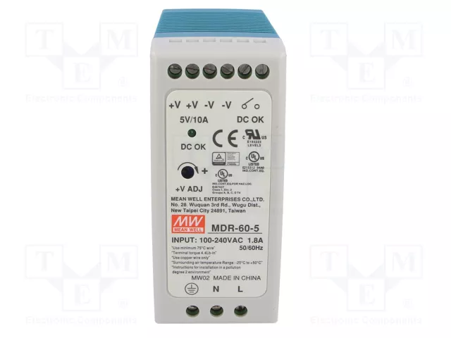MEAN WELL MDR-60-5 Fuente de alimentación de 50W 5VDC 10A