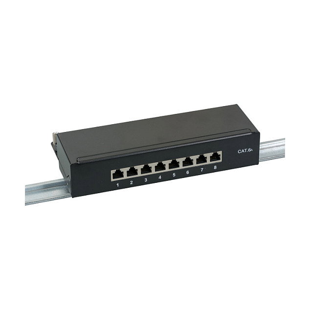 EFB Elektronik Mini-Patchpanel STP 8xRJ45 Cat.6A 1U Negro