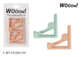 Wooow Set-4 Pinzas Sujeta Manteles Clip Privilege 2 x 11 x 19 cm (36 Unidades)