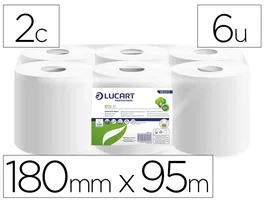 Lucart Papel Secamanos Ecológico 2 Capas 180 mm x 95 m (Pack de 6)