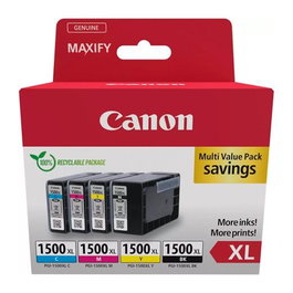 Canon Tinta Ecopack Bk+C-M-Y Pack 4XL PGI-1500XL para Maxify IB 4050-4150, MB 5150-5155-5350-5450