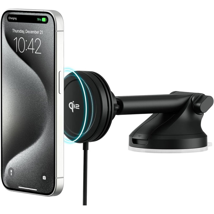 iOttie Velox Qi2 Wireless MagSafe Dash + Windshield Mount Negro iOttie Velox Qi2 Wireless MagSafe Dash + Windshield Mount Negro