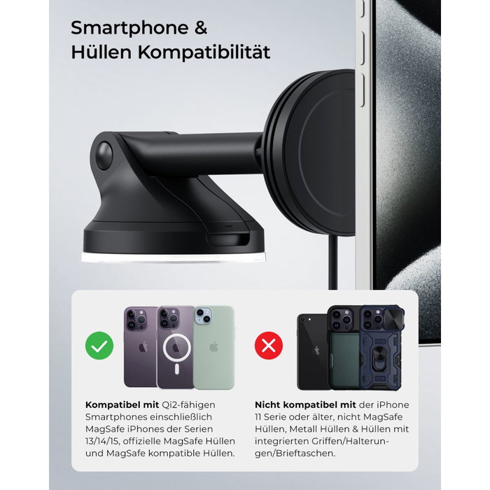 iOttie Velox Qi2 Wireless MagSafe Dash + Windshield Mount Negro iOttie Velox Qi2 Wireless MagSafe Dash + Windshield Mount Negro