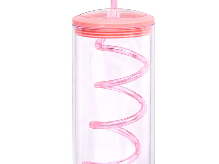 Leknes Vaso Pajita Espiral Surtidos Col 330ml 7.5x24x6 cm (Set de 48)