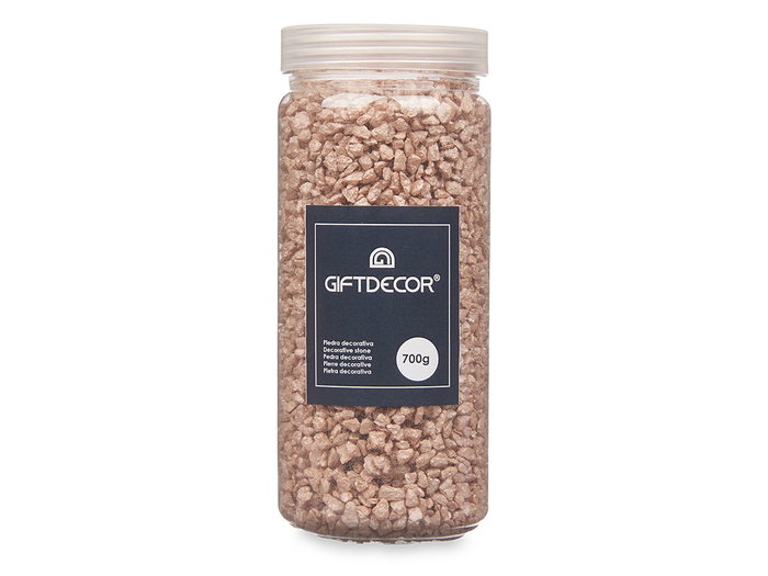 Giftdecor Bote de Piedra Metalizada Marrón 700g con Piedras de 2-5 mm, 6.5x15.5x6.5 cm (Set de 12)