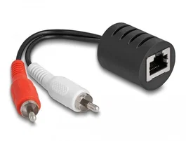 DeLOCK Extensor de audio estéreo RJ45 hembra a 2 x RCA macho Cat.5 hasta 50 m (Set de 2 piezas)