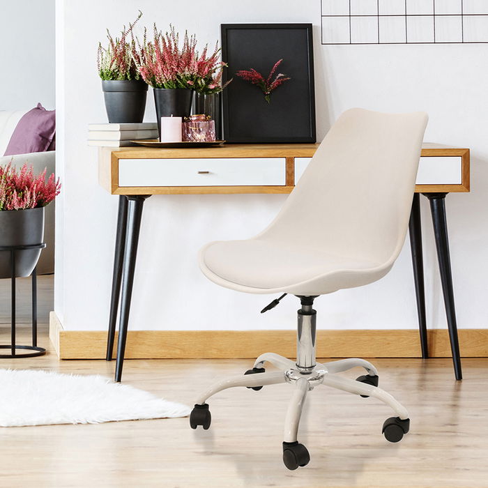 Home Deco Factory Silla con Ruedas Blanca Colección Essentiel