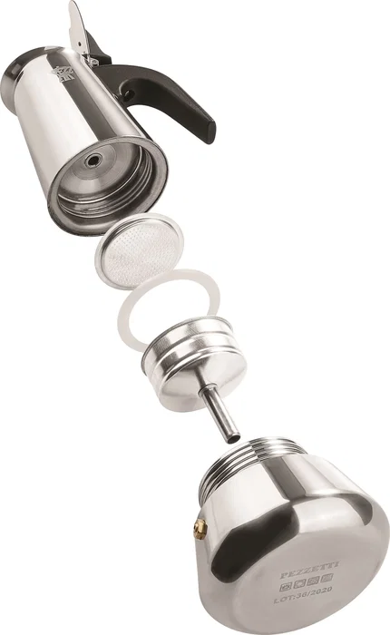 Pezzetti Cafetera Italiana STEELEXPRESS Acero Inoxidable 6 Tazas Azul Índigo para Todo Tipo de Cocinas Inducción