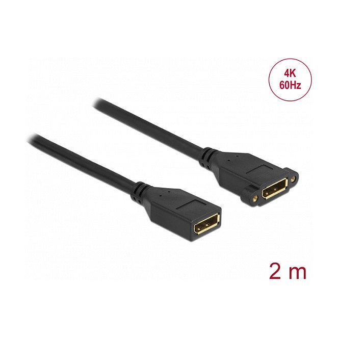 DeLOCK Cable DisplayPort 1.2 hembra a hembra para instalación en panel 4K 60 Hz 2 m DeLOCK Cable DisplayPort 1.2 hembra a hembra para instalación en panel 4K 60 Hz 2 m