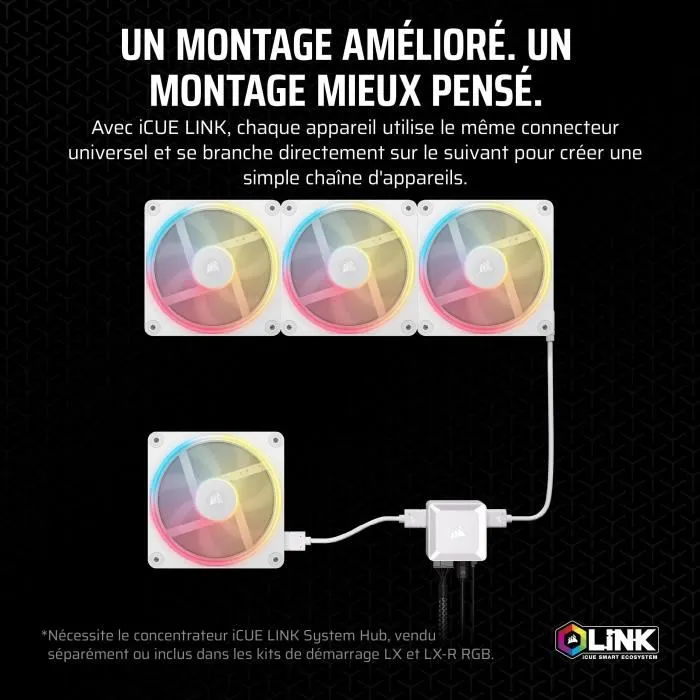 Corsair iCUE LINK LX120-R RGB Ventilador Blanco 12 cm Corsair iCUE LINK LX120-R RGB Ventilador Blanco 12 cm
