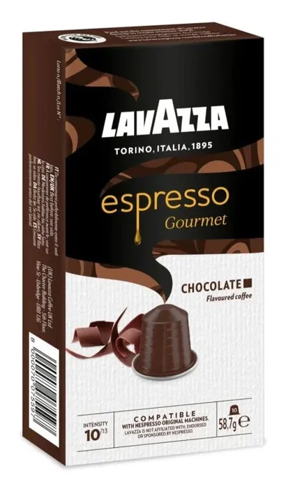 Lavazza - Cápsulas de Café Espresso Gourmet Chocolate 7152, Compatible con Cafeteras Nespresso, Caja de 10 Unidades
