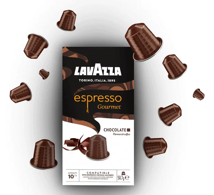Lavazza - Cápsulas de Café Espresso Gourmet Chocolate 7152, Compatible con Cafeteras Nespresso, Caja de 10 Unidades
