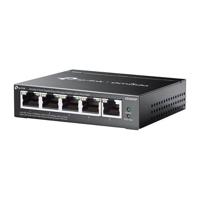 TP-Link Omada ES205GP Switch Gestionado Gigabit con 4 Puertos PoE+ TP-Link Omada ES205GP Switch Gestionado Gigabit con 4 Puertos PoE+