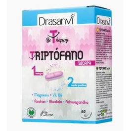 DRASANVI Triptófano Bicapa 60Comp. con Magnesio, Ashwagandha, Rhodiola y Azafrán - Acción Prolongada, Vegano