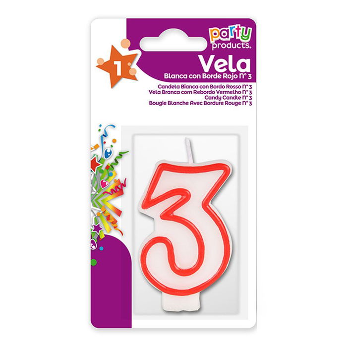 Best Products Vela Nº 3 Cera Rojo / Blanco Repostería