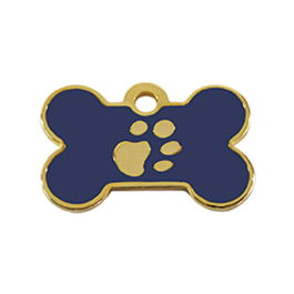 Placa identificativa para collar Imarc Azul Dorado Hueso Aluminio