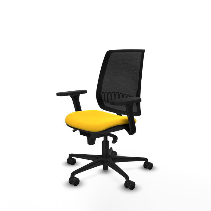 PIQUERAS Y CRESPO Silla de oficina Alares con mecanismo sincro, malla negra y similpiel amarillo PIQUERAS Y CRESPO Silla de oficina Alares con mecanismo sincro, malla negra y similpiel amarillo