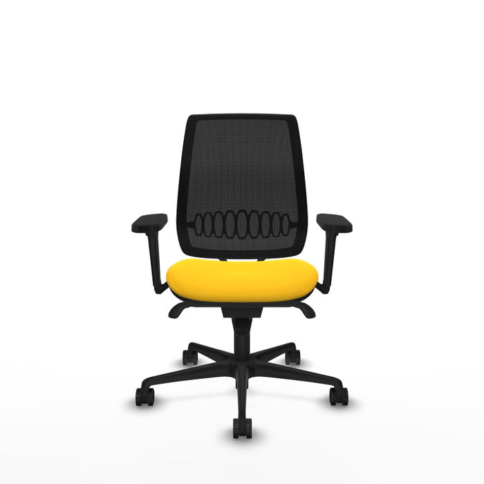 PIQUERAS Y CRESPO Silla de oficina Alares con mecanismo sincro, malla negra y similpiel amarillo PIQUERAS Y CRESPO Silla de oficina Alares con mecanismo sincro, malla negra y similpiel amarillo