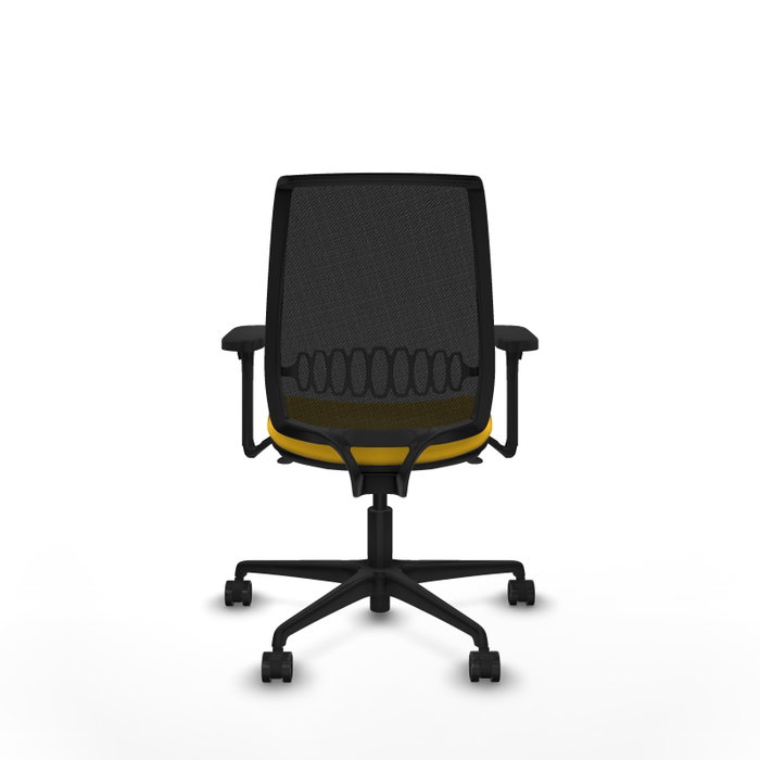 PIQUERAS Y CRESPO Silla de oficina Alares con mecanismo sincro, malla negra y similpiel amarillo PIQUERAS Y CRESPO Silla de oficina Alares con mecanismo sincro, malla negra y similpiel amarillo