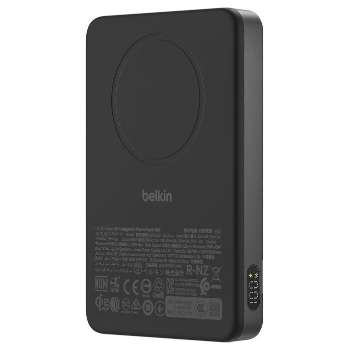 Belkin UltraCharge Pro Slim Magnetic Power Bank 10.000 mAh Qi2 25W PD 30W Black Belkin UltraCharge Pro Slim Magnetic Power Bank 10.000 mAh Qi2 25W PD 30W Black