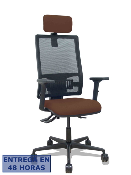 PIQUERAS Y CRESPO Silla Bormate con mecanismo Asincro, asiento Marrón oscuro y malla Negra