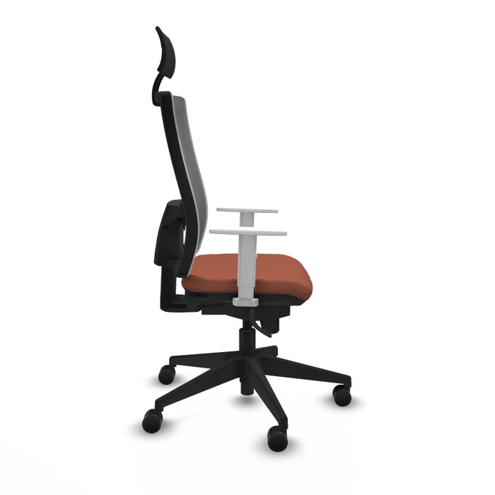 PIQUERAS Y CRESPO Silla de oficina Horna con mecanismo Sincro, Tela Marrón y Malla Gris