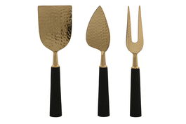 DKD Home Decor Cuchillo Glam Dorado Negro Inox Resina Set 3 Piezas 1 x 17.5 x 3.9 cm