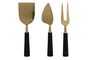 DKD Home Decor Cuchillo Glam Dorado Negro Inox Resina Set 3 Piezas 1 x 17.5 x 3.9 cm