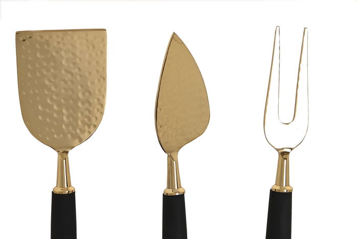 DKD Home Decor Cuchillo Glam Dorado Negro Inox Resina Set 3 Piezas 1 x 17.5 x 3.9 cm