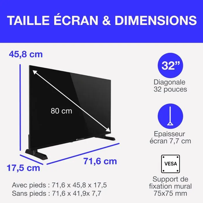 Continental Edison CELED32HD25B3 Televisor LED HD 32" (80 cm) 2 HDMI, 1 USB Negro