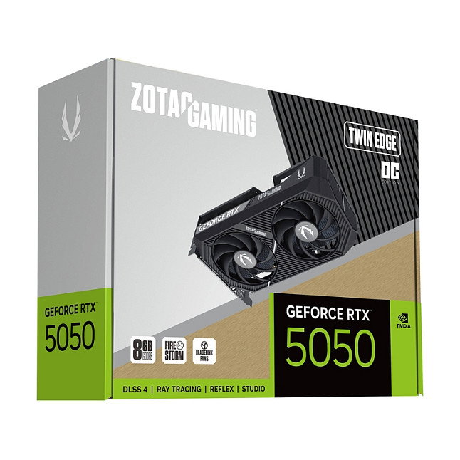 Zotac GeForce RTX 5050 Twin Edge OC 8GB GDDR6 128-bit PCIe 5.0 Tarjeta Gráfica Gaming con Overclock, 7680x4320 Pixeles, 2 Ventiladores, Negro