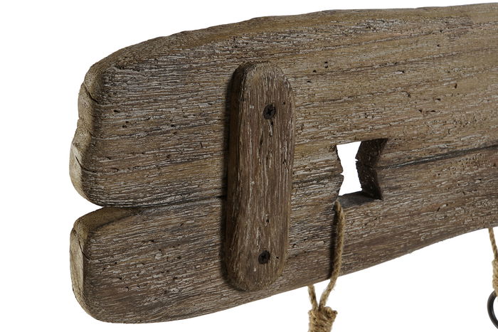 DKD Home Decor Perchero Pared Natural 99 x 3 x 31 cm con 3 Ganchos