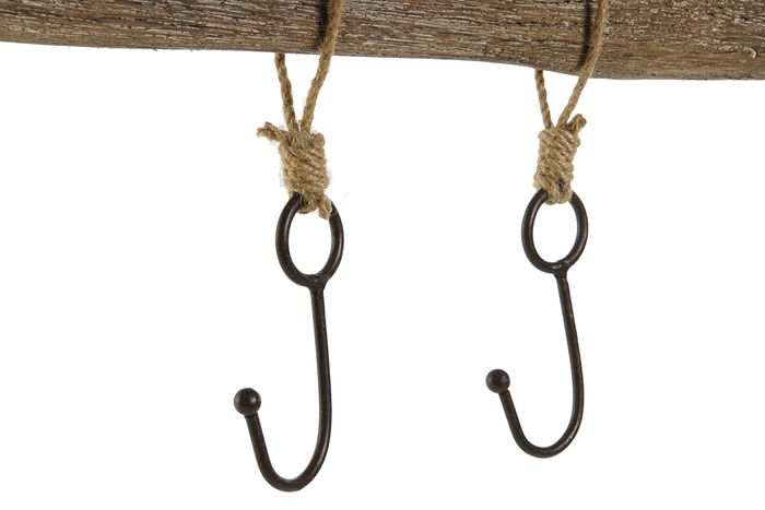 DKD Home Decor Perchero Pared Natural 99 x 3 x 31 cm con 3 Ganchos