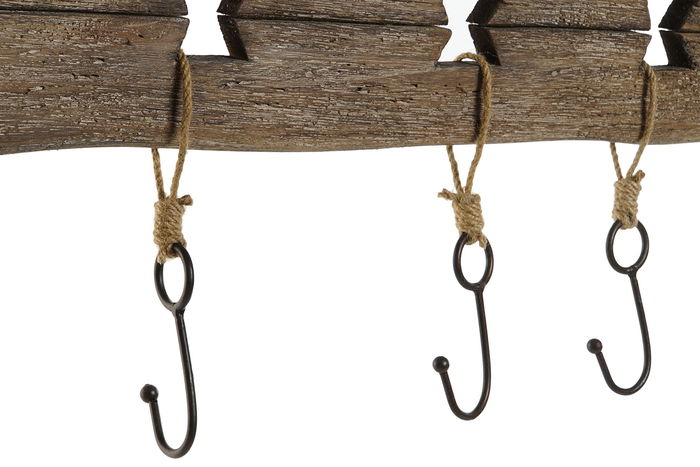 DKD Home Decor Perchero Pared Natural 99 x 3 x 31 cm con 3 Ganchos
