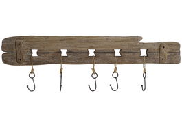 DKD Home Decor Perchero Pared Natural 99 x 3 x 31 cm con 3 Ganchos