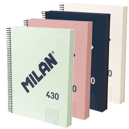 MILAN Pack de 4 Blocs A4 120 Hojas Cuadricula 5x5 Microperf Colores Surtidos